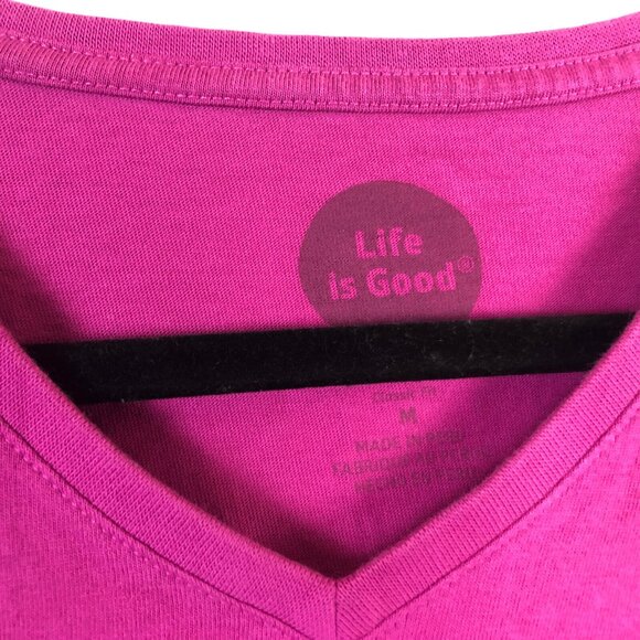 Life Is Good M T Shirt Short Sleeve V Neck Pullover Pink Logo All Together Now - Picture 3 of 5
